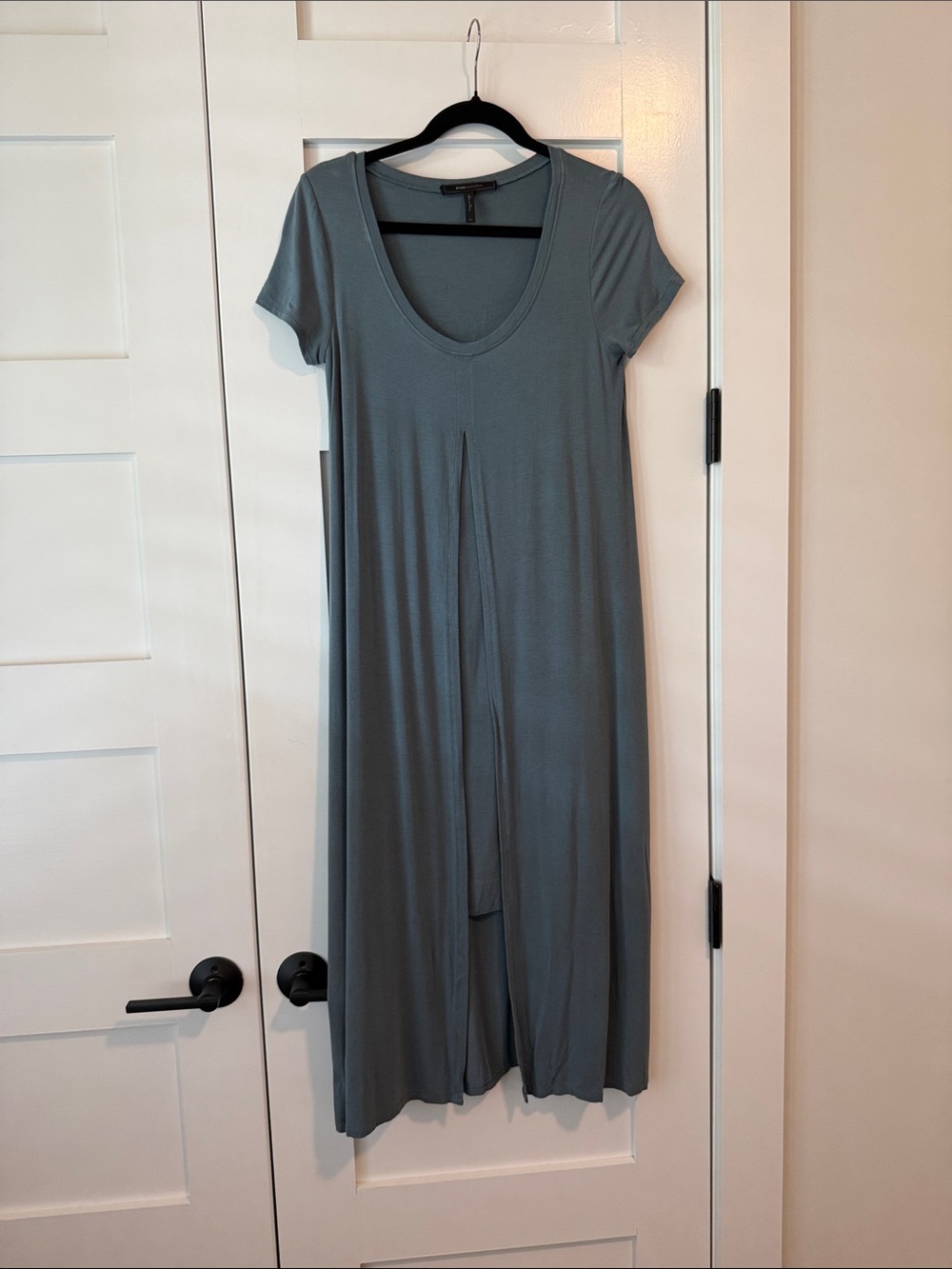 BCBGMaxAzria Slate blue/teal Short Sleeve Scoop Neck MIDI  Dress XS